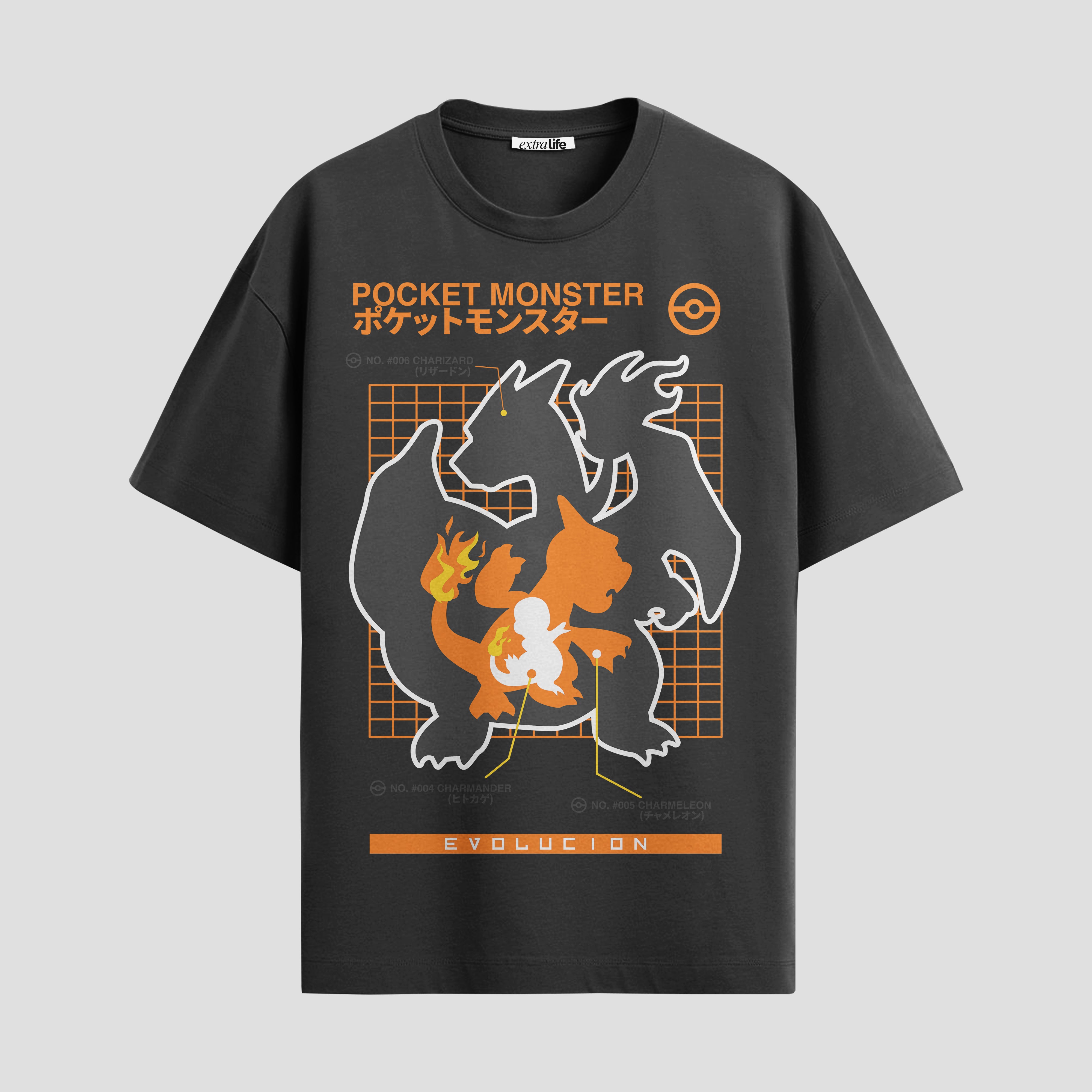 Playera urbana de anime y gaming ExtraLife MX, corte Standard Fit unisex ligero y transpirable en color Deep Black y Pure White, ropa de uso diario para gym y casual.