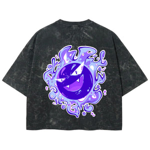 Playera streetwear premium de anime y gaming ExtraLife MX, corte boxy deluxe mineral wash heavyweight en color Acid Wash, moda urbana mexicana de culto.