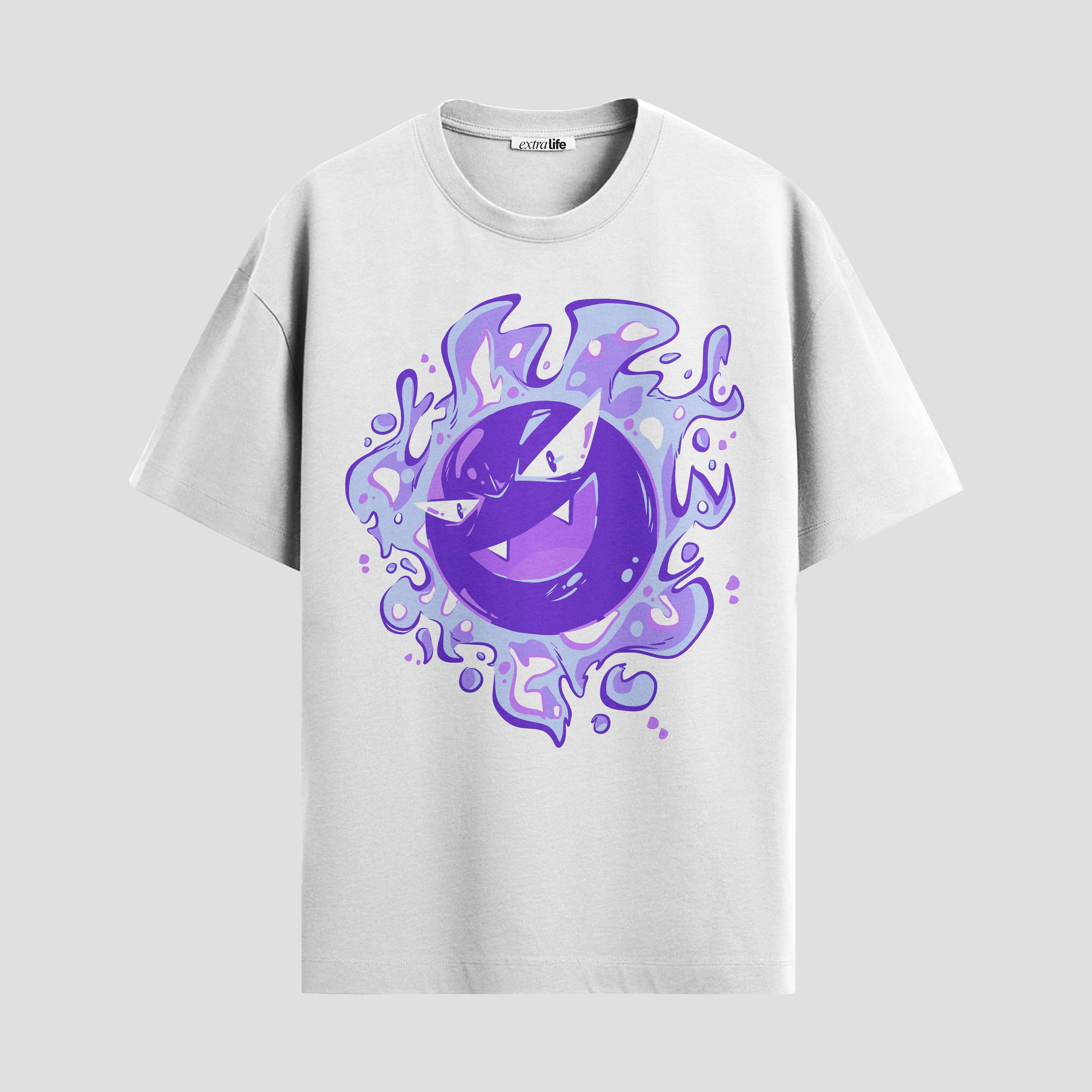 Playera urbana de anime y gaming ExtraLife MX, corte Standard Fit unisex ligero y transpirable en color Deep Black y Pure White, ropa de uso diario para gym y casual.