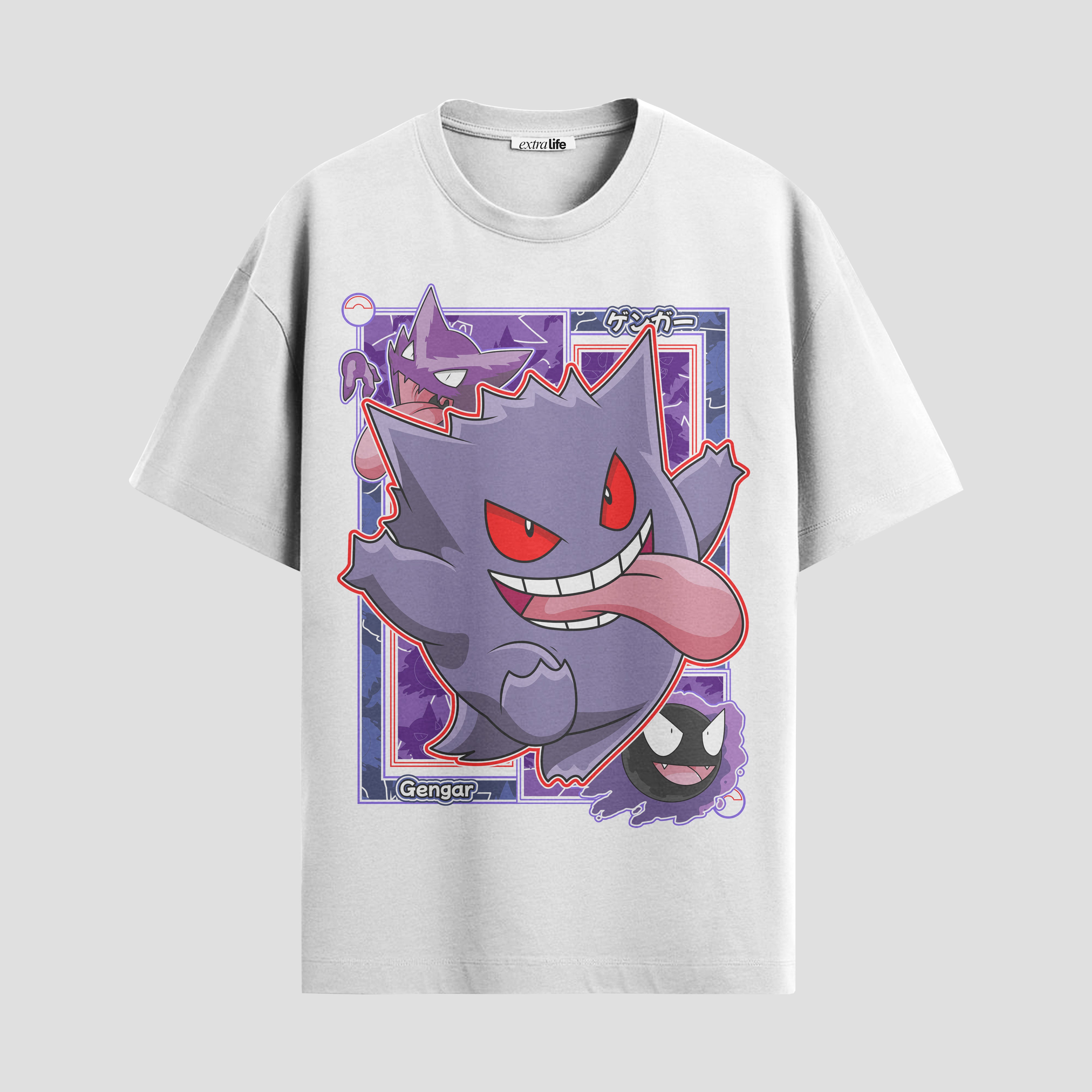 Playera urbana de anime y gaming ExtraLife MX, corte Standard Fit unisex ligero y transpirable en color Deep Black y Pure White, ropa de uso diario para gym y casual.