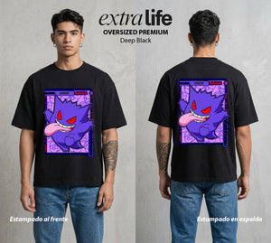 El Mundo Entrenador | La Carcajada del Miedo #03499 - Playera Oversized Premium | Deep Black - Foto en modelo