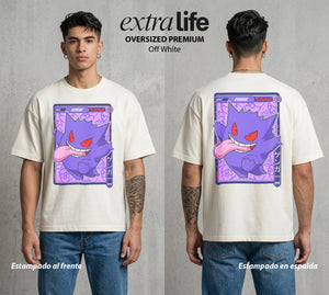 El Mundo Entrenador | La Carcajada del Miedo #03499 - Playera Oversized Premium | Off White - Foto en modelo