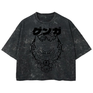 Playera streetwear premium de anime y gaming ExtraLife MX, corte boxy deluxe mineral wash heavyweight en color Acid Wash, moda urbana mexicana de culto.