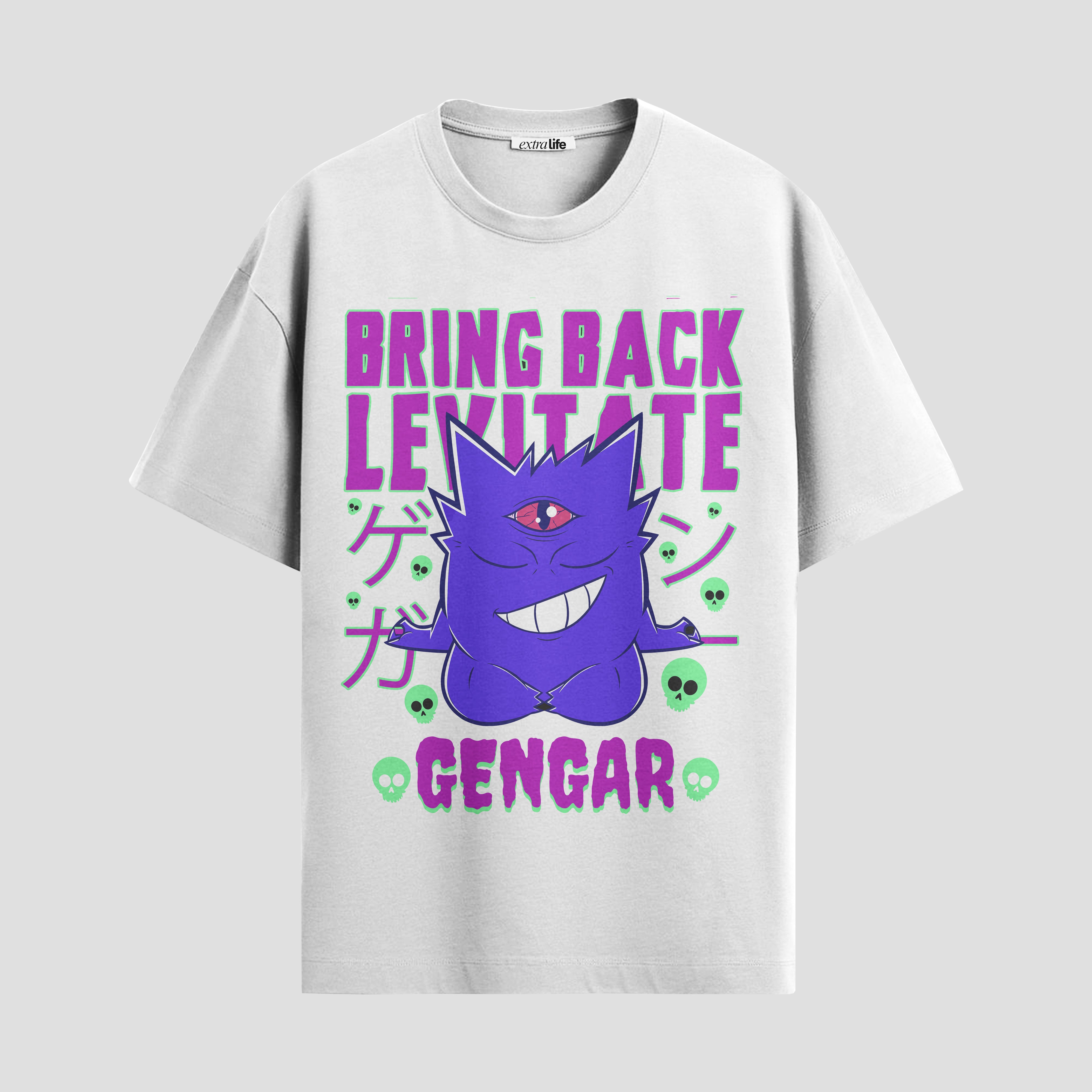 Playera urbana de anime y gaming ExtraLife MX, corte Standard Fit unisex ligero y transpirable en color Deep Black y Pure White, ropa de uso diario para gym y casual.