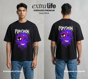 El Mundo Entrenador | La Sombra de la Noche Evolucion #03502 - Playera Oversized Premium | Deep Black - Foto en modelo