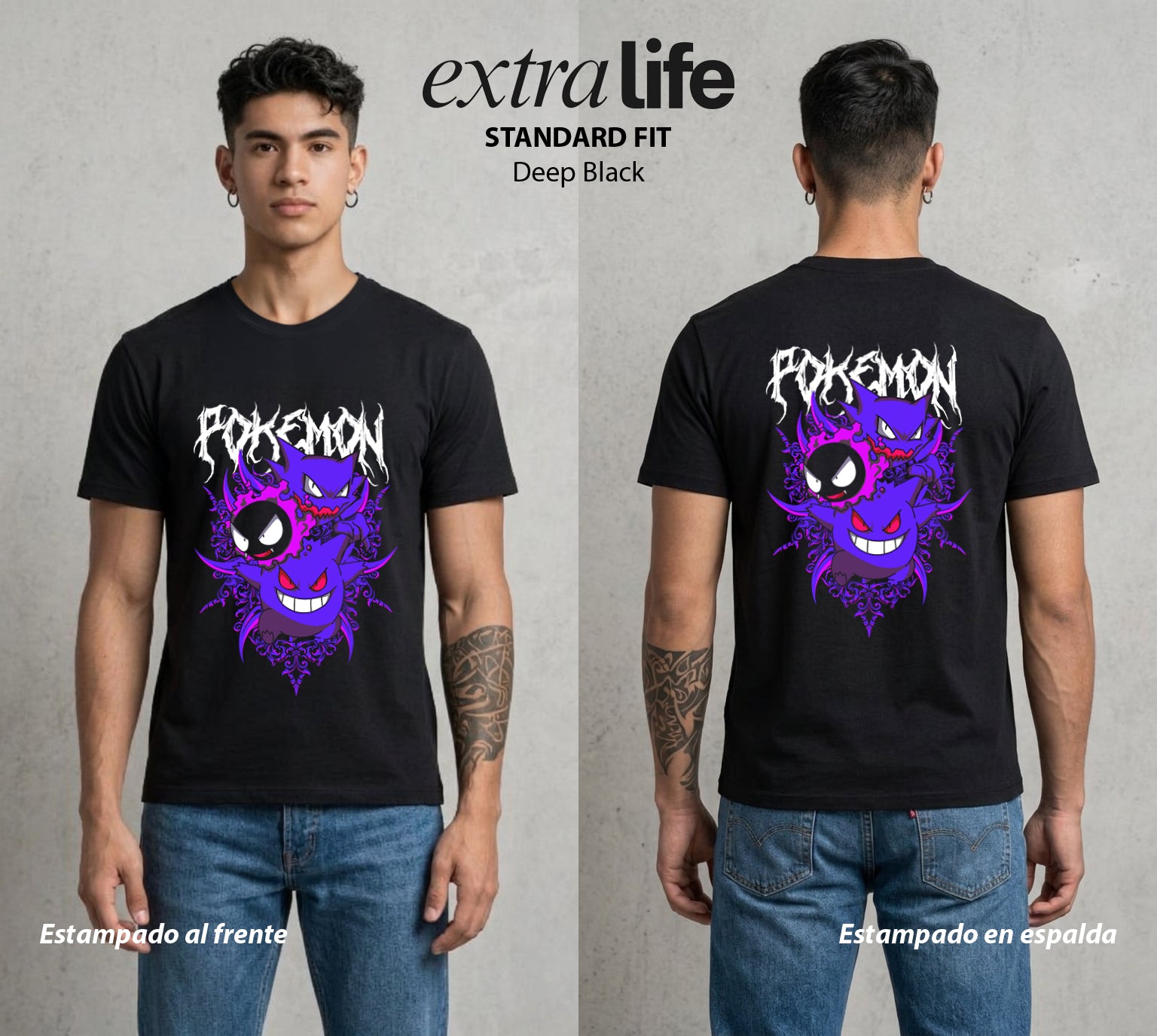 El Mundo Entrenador | La Sombra de la Noche Evolucion #03502 - Playera Standard Fit | Deep Black - Foto en modelo
