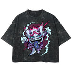 Playera streetwear premium de anime y gaming ExtraLife MX, corte boxy deluxe mineral wash heavyweight en color Acid Wash, moda urbana mexicana de culto.
