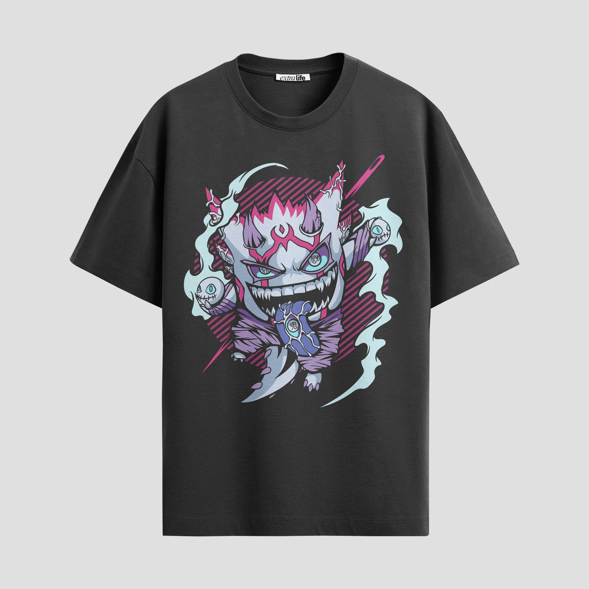 Playera urbana de anime y gaming ExtraLife MX, corte Classic Premium unisex ligero y transpirable en color Deep Black y Pure White, ropa de uso diario para gym y casual.