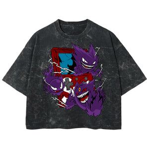 Playera streetwear premium de anime y gaming ExtraLife MX, corte boxy deluxe mineral wash heavyweight en color Acid Wash, moda urbana mexicana de culto.