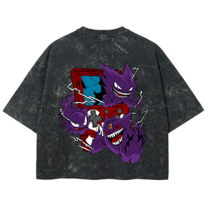 Playera streetwear premium de anime y gaming ExtraLife MX, corte boxy deluxe mineral wash heavyweight en color Acid Wash, moda urbana mexicana de culto.