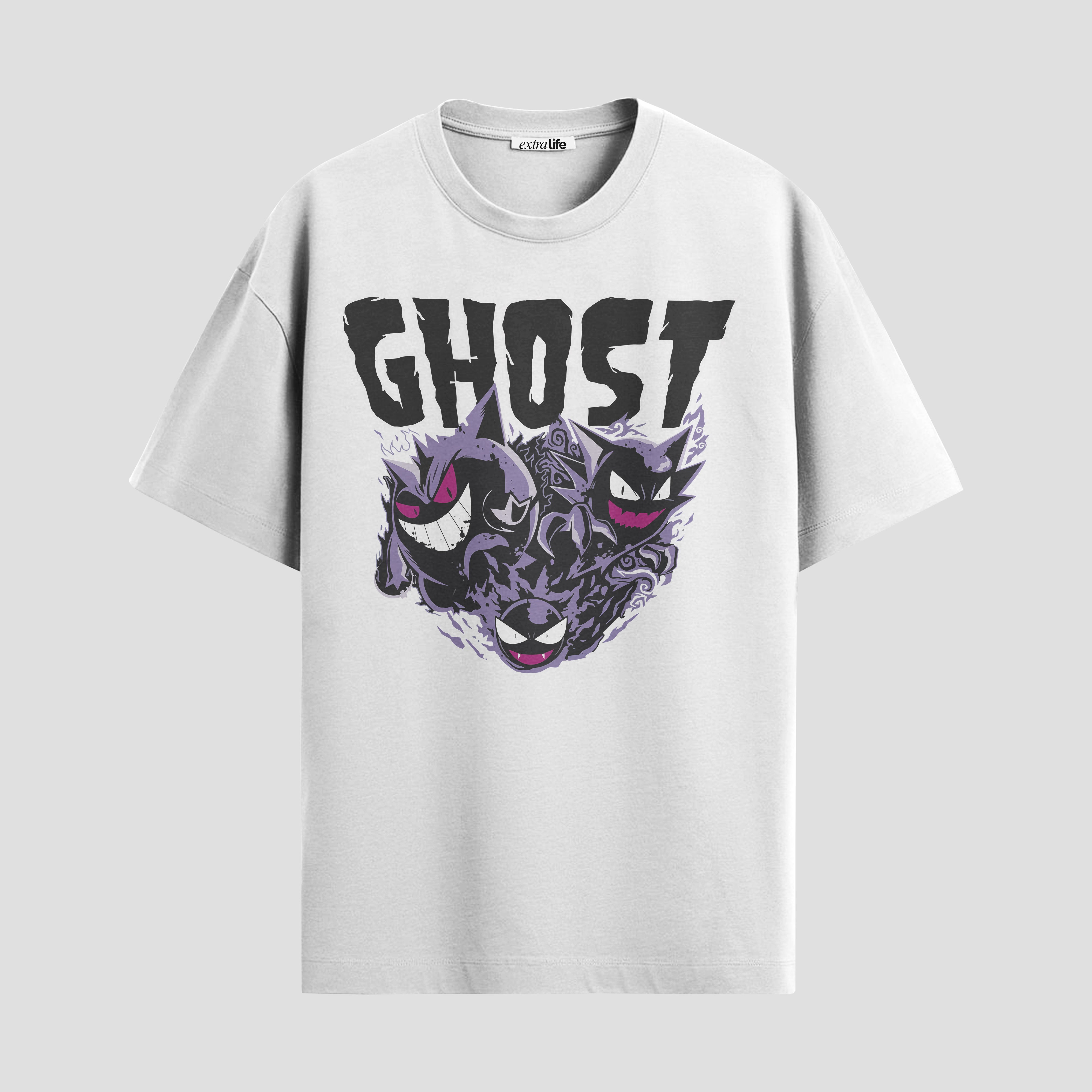 Playera urbana de anime y gaming ExtraLife MX, corte Standard Fit unisex ligero y transpirable en color Deep Black y Pure White, ropa de uso diario para gym y casual.