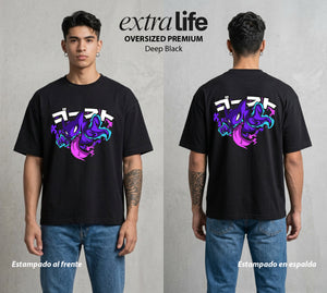 El Mundo Entrenador | El Fantasma Intermedio #03509 - Playera Oversized Premium | Deep Black - Foto en modelo