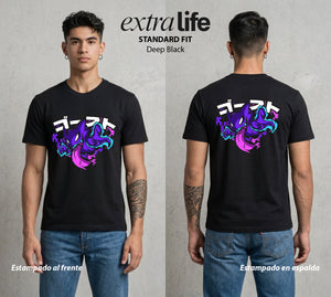 El Mundo Entrenador | El Fantasma Intermedio #03509 - Playera Standard Fit | Deep Black - Foto en modelo