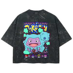 Playera streetwear premium de anime y gaming ExtraLife MX, corte boxy deluxe mineral wash heavyweight en color Acid Wash, moda urbana mexicana de culto.