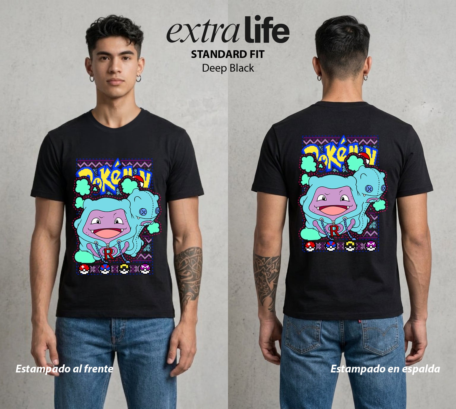 El Mundo Entrenador | La Navidad del Veneno Navidad Gamer #03515 - Playera Standard Fit | Deep Black - Foto en modelo