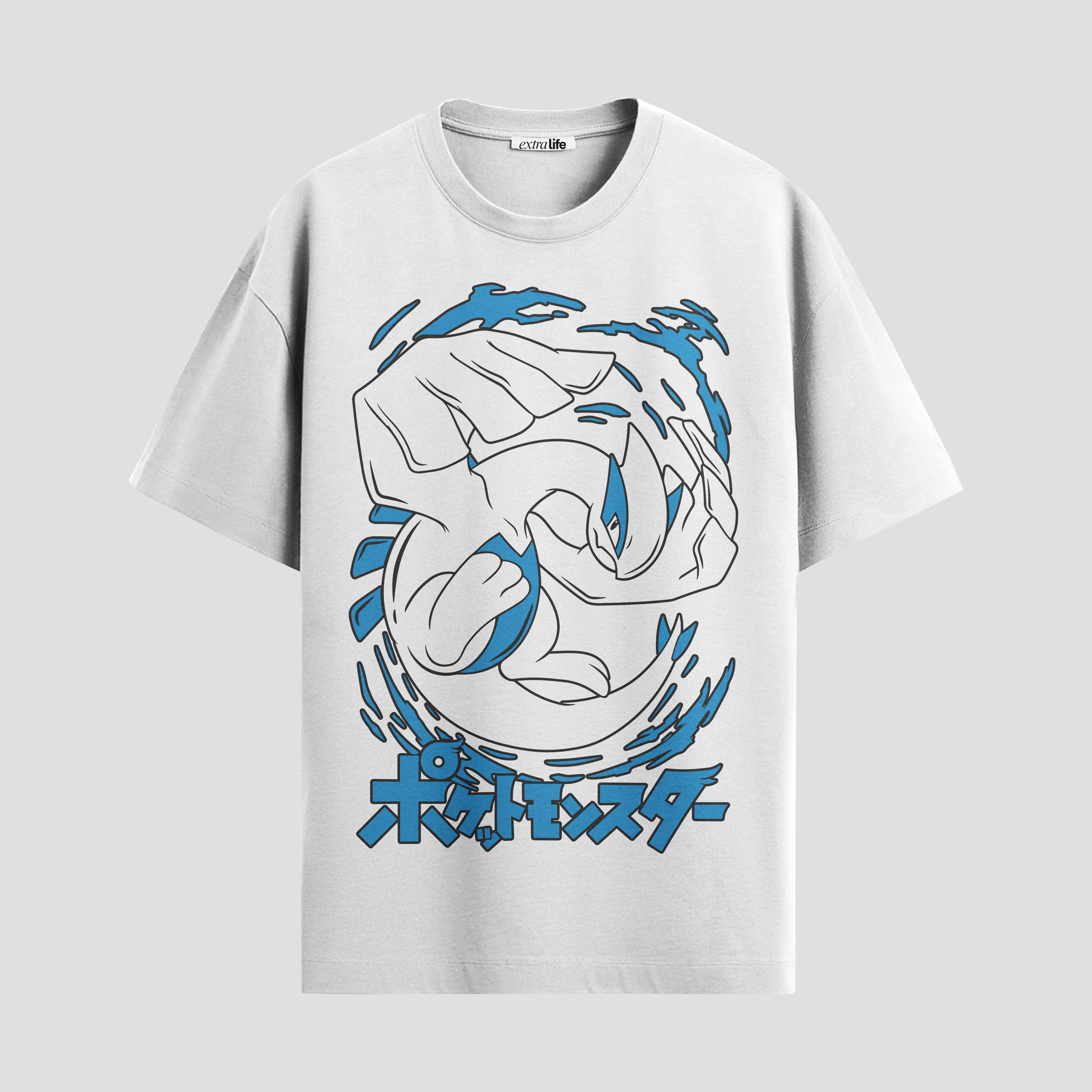 Playera urbana de anime y gaming ExtraLife MX, corte Standard Fit unisex ligero y transpirable en color Deep Black y Pure White, ropa de uso diario para gym y casual.