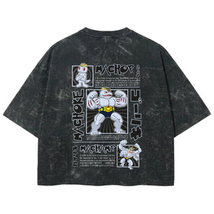 Playera streetwear premium de anime y gaming ExtraLife MX, corte boxy deluxe mineral wash heavyweight en color Acid Wash, moda urbana mexicana de culto.