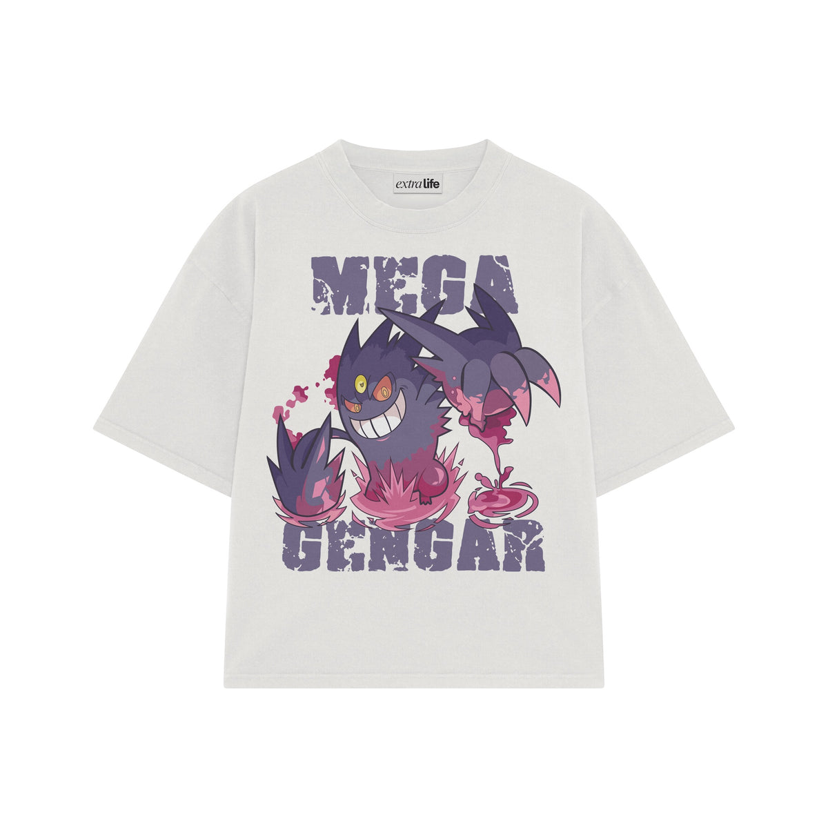 Playera streetwear premium de anime y gaming ExtraLife MX, corte oversized drop shoulder ligero y fresco en color Deep Black y Off-White, moda urbana mexicana de culto.