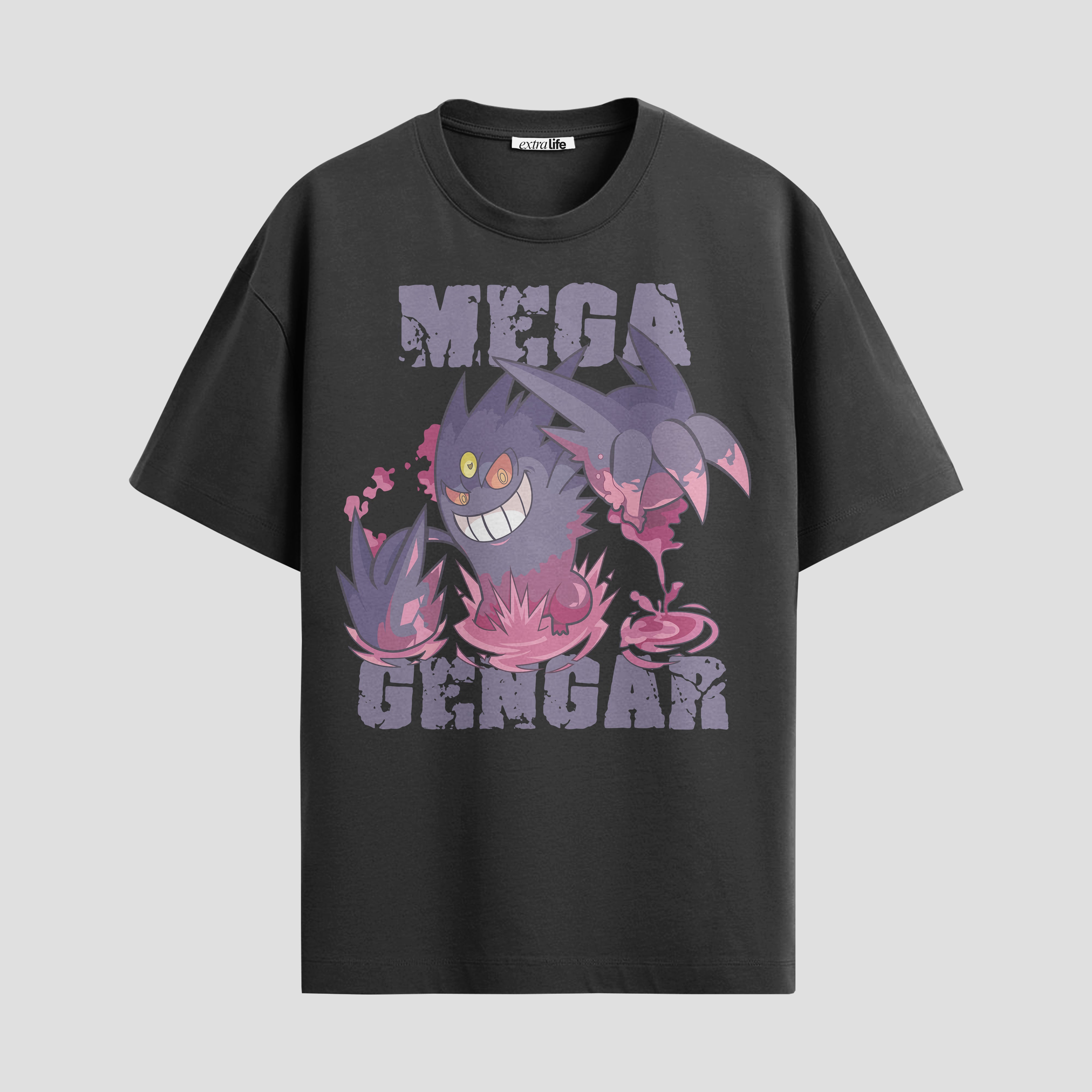 Playera urbana de anime y gaming ExtraLife MX, corte Standard Fit unisex ligero y transpirable en color Deep Black y Pure White, ropa de uso diario para gym y casual.