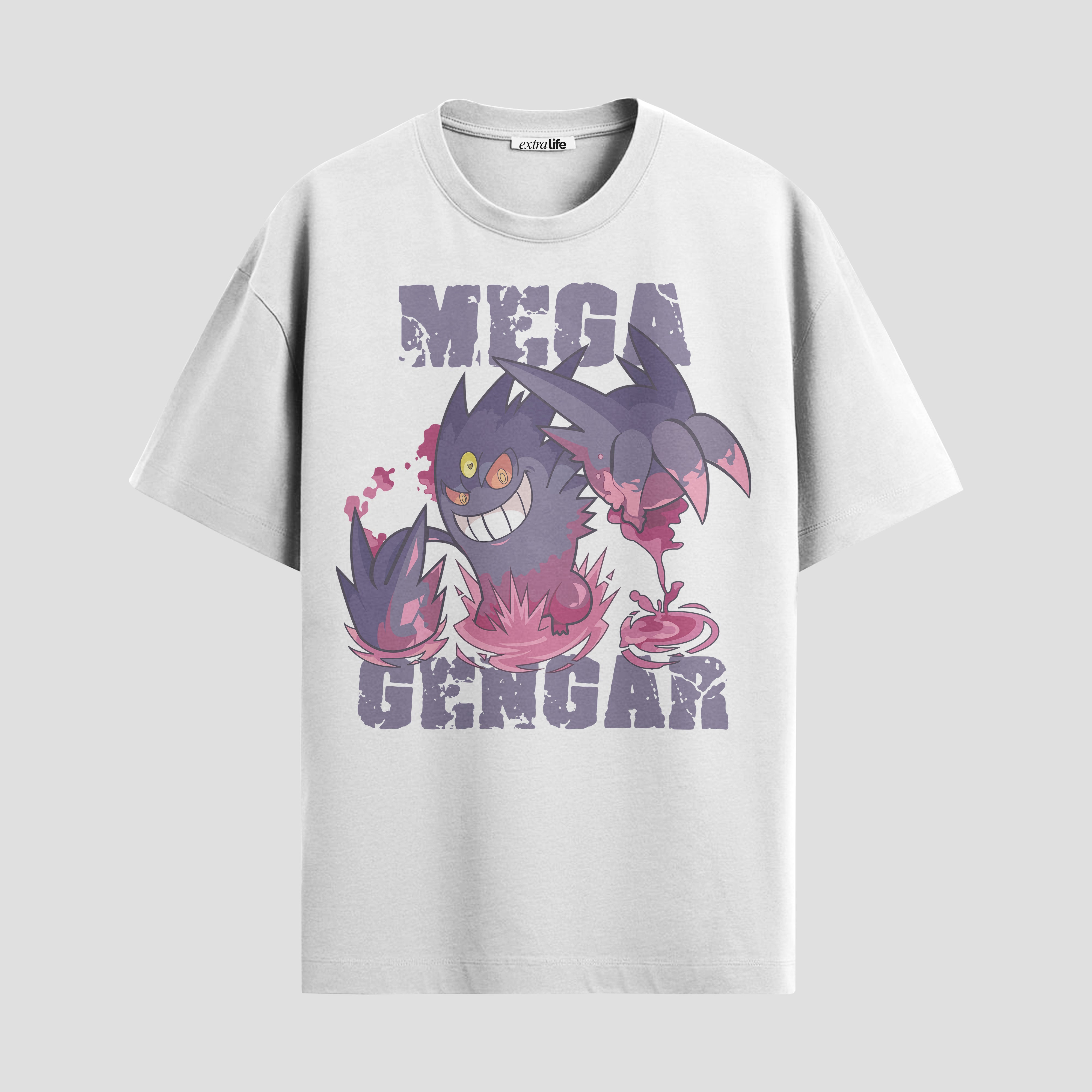 Playera urbana de anime y gaming ExtraLife MX, corte Standard Fit unisex ligero y transpirable en color Deep Black y Pure White, ropa de uso diario para gym y casual.