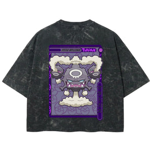 Playera streetwear premium de anime y gaming ExtraLife MX, corte boxy deluxe mineral wash heavyweight en color Acid Wash, moda urbana mexicana de culto.