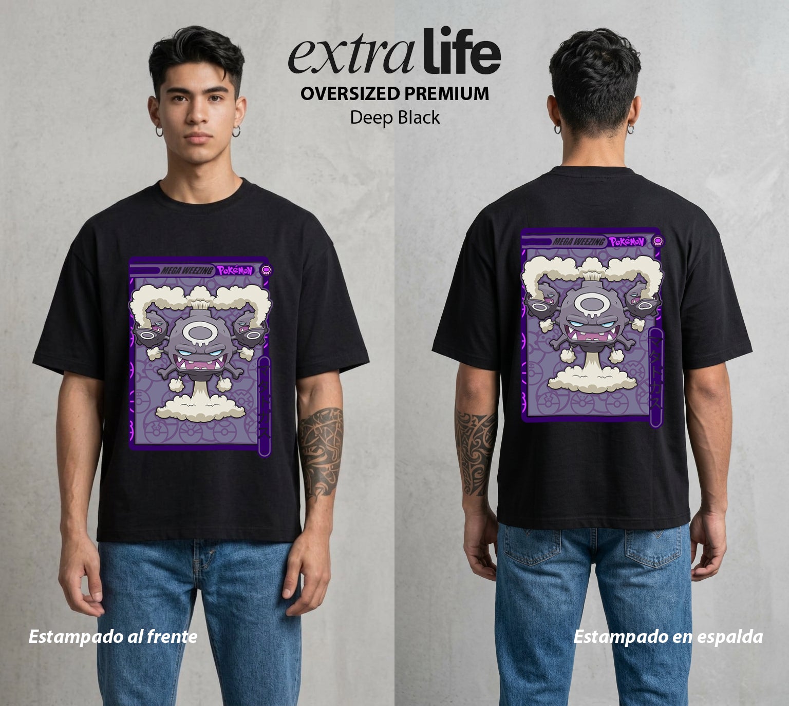 El Mundo Entrenador | El Mega Veneno #03523 - Playera Oversized Premium | Deep Black - Foto en modelo