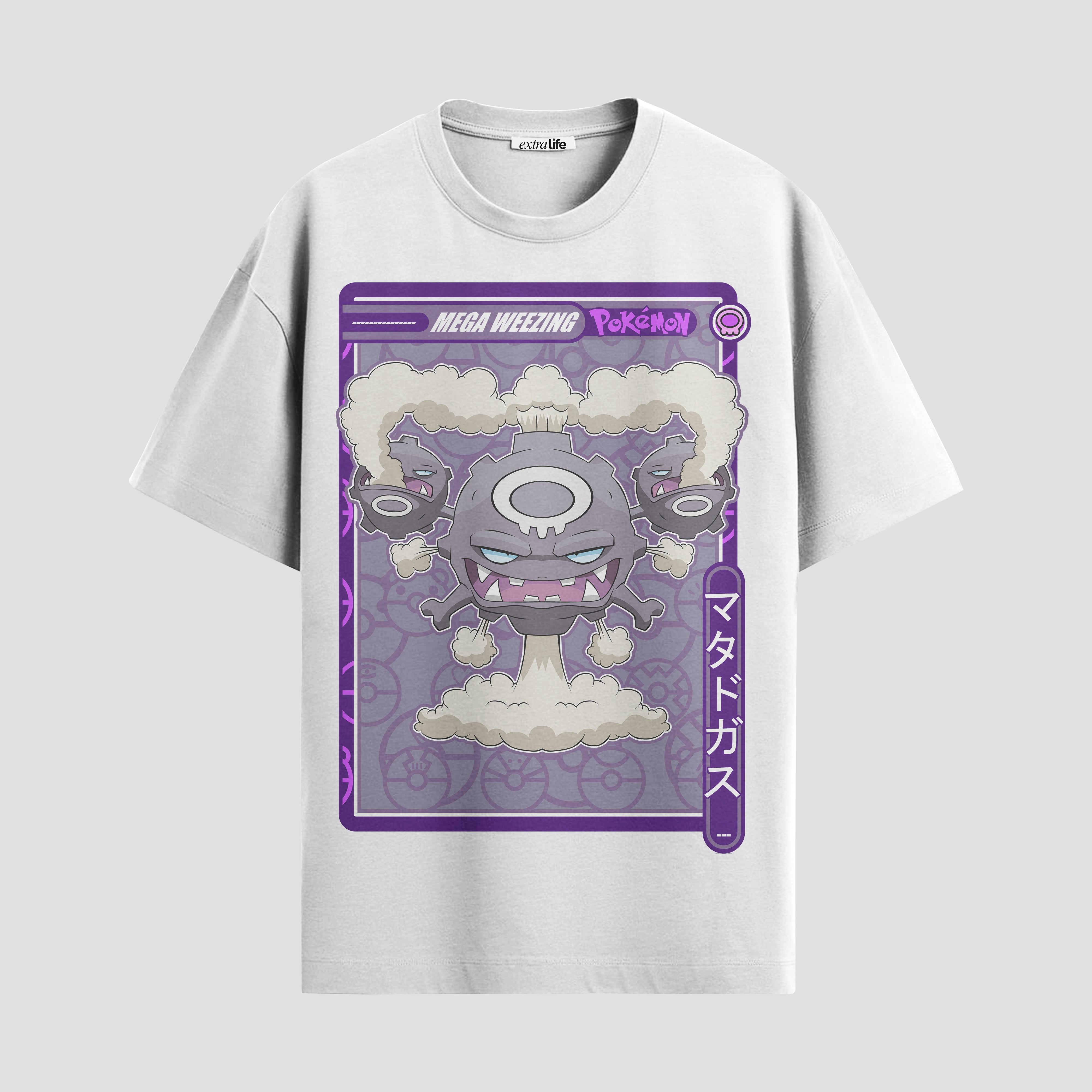 Playera urbana de anime y gaming ExtraLife MX, corte Standard Fit unisex ligero y transpirable en color Deep Black y Pure White, ropa de uso diario para gym y casual.