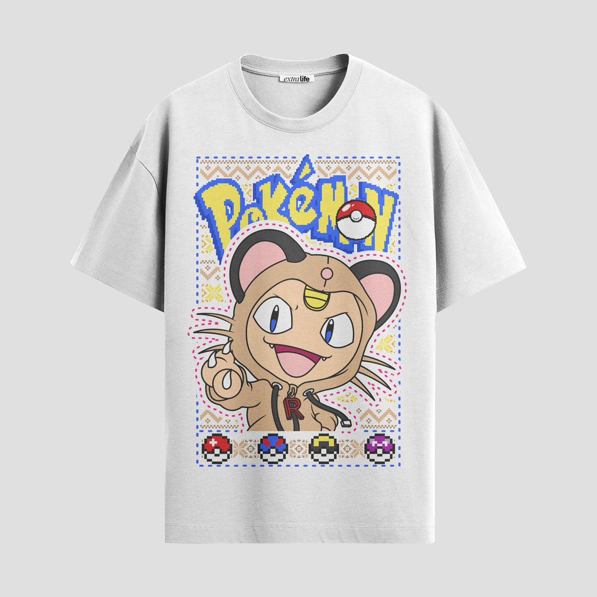 Playera urbana de anime y gaming ExtraLife MX, corte Classic Premium unisex ligero y transpirable en color Deep Black y Pure White, ropa de uso diario para gym y casual.