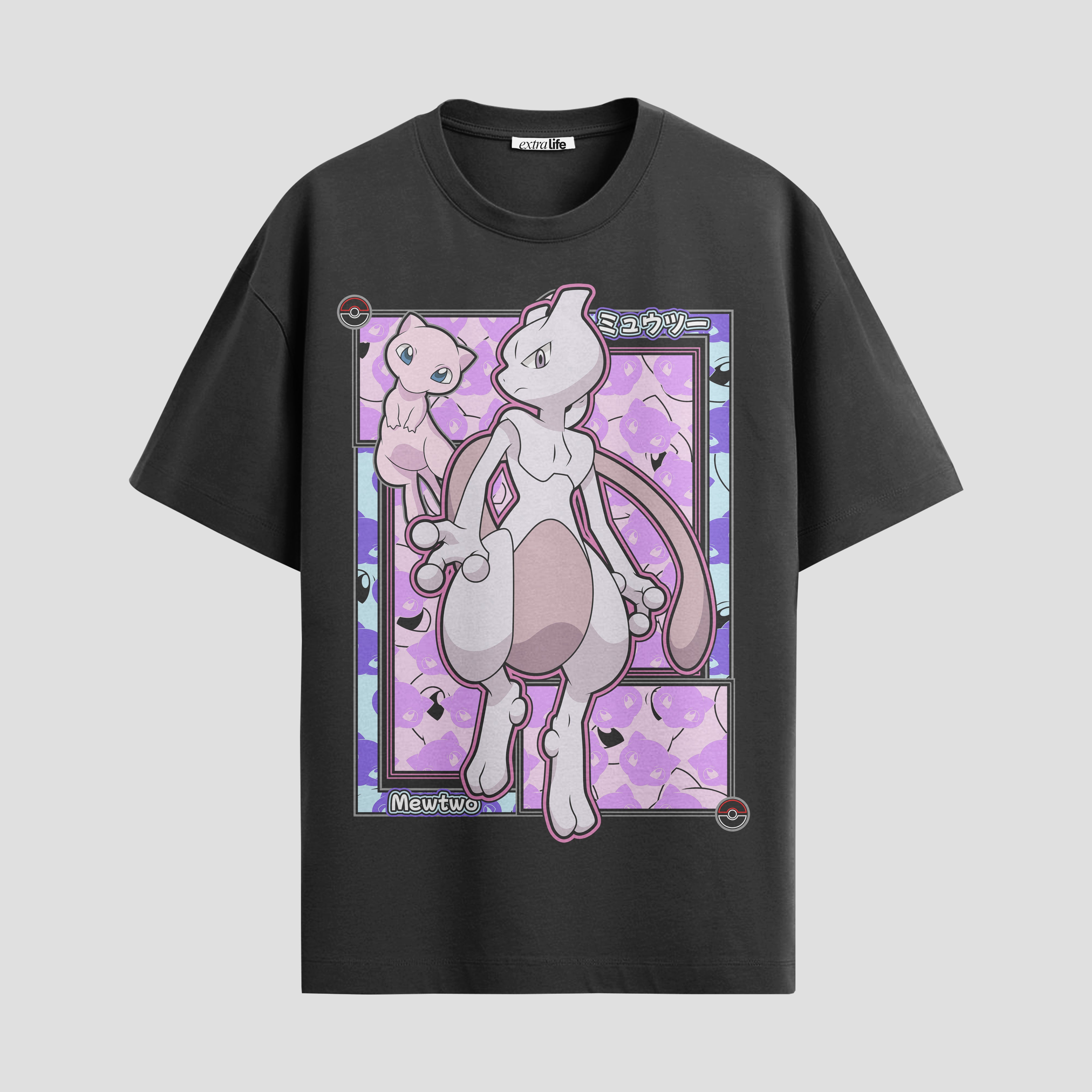 Playera urbana de anime y gaming ExtraLife MX, corte Standard Fit unisex ligero y transpirable en color Deep Black y Pure White, ropa de uso diario para gym y casual.