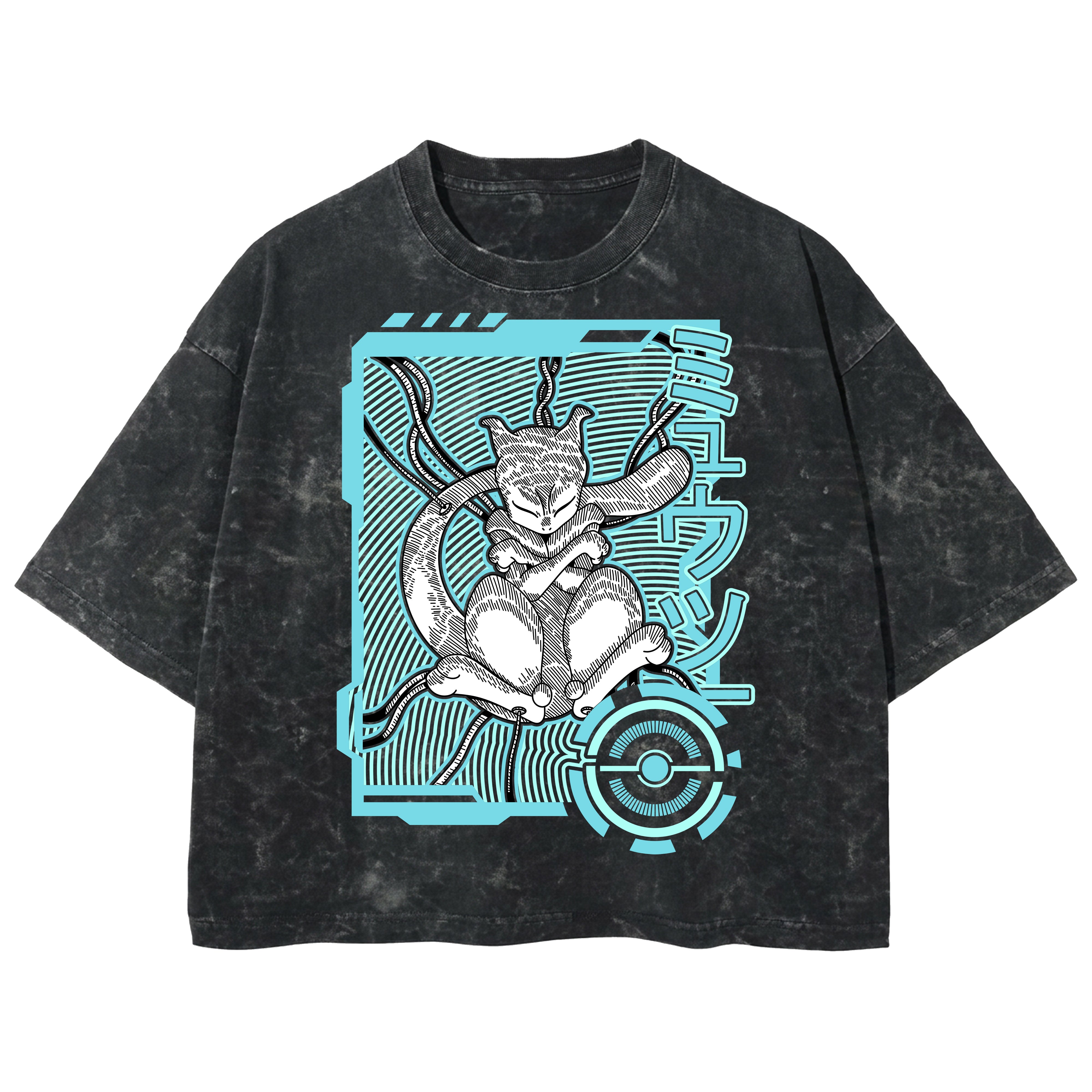 Playera streetwear premium de anime y gaming ExtraLife MX, corte boxy deluxe mineral wash heavyweight en color Acid Wash, moda urbana mexicana de culto.