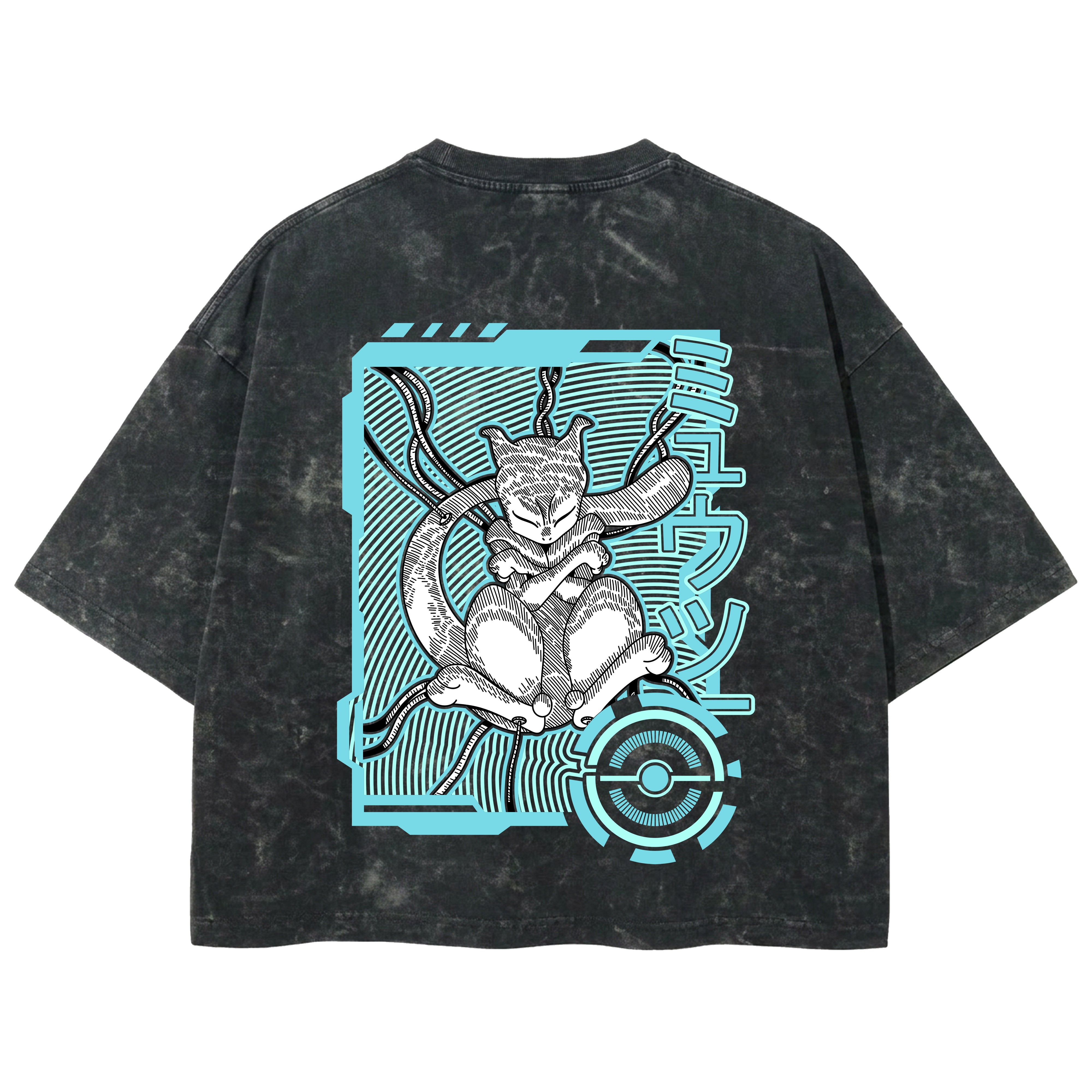 Playera streetwear premium de anime y gaming ExtraLife MX, corte boxy deluxe mineral wash heavyweight en color Acid Wash, moda urbana mexicana de culto.