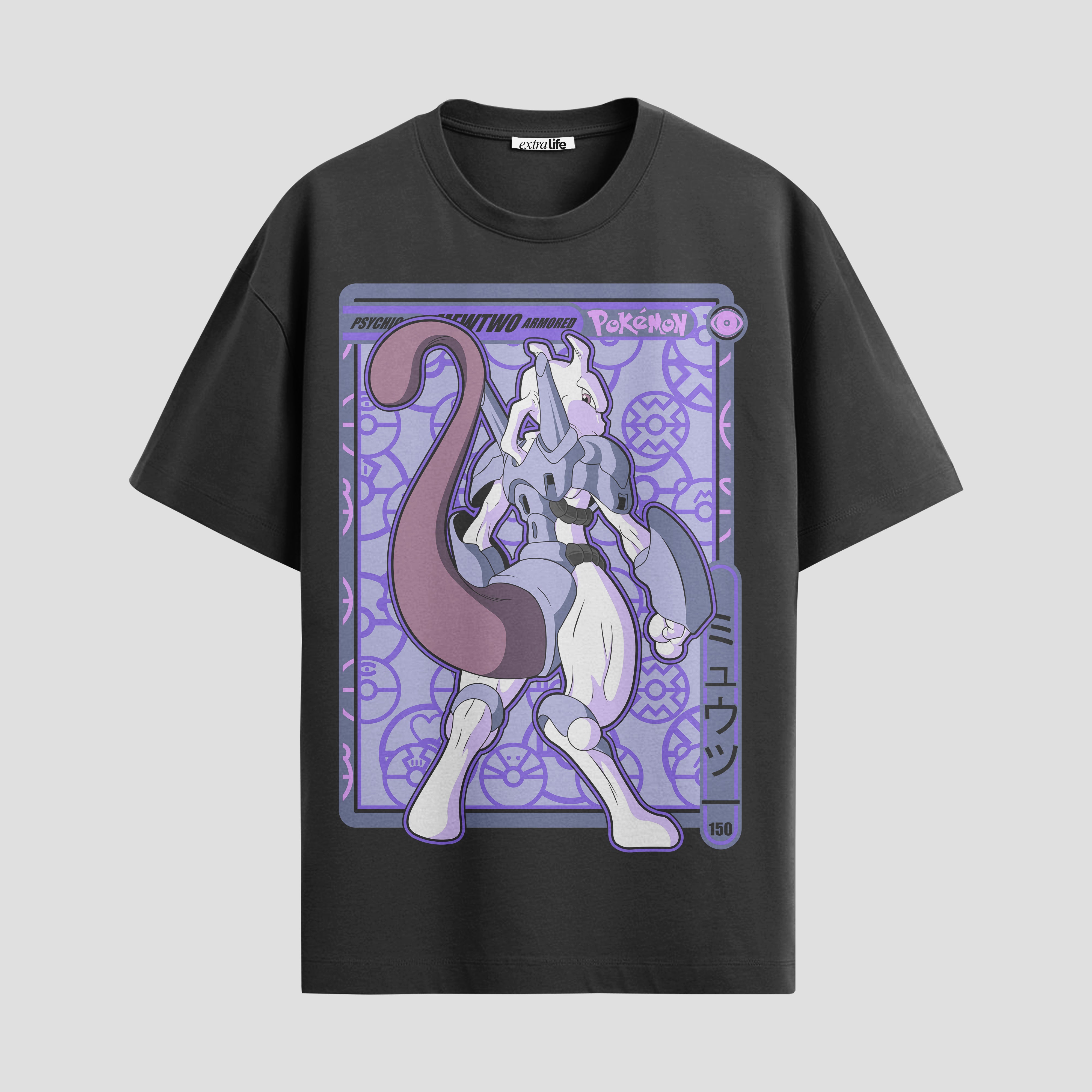 Playera urbana de anime y gaming ExtraLife MX, corte Standard Fit unisex ligero y transpirable en color Deep Black y Pure White, ropa de uso diario para gym y casual.