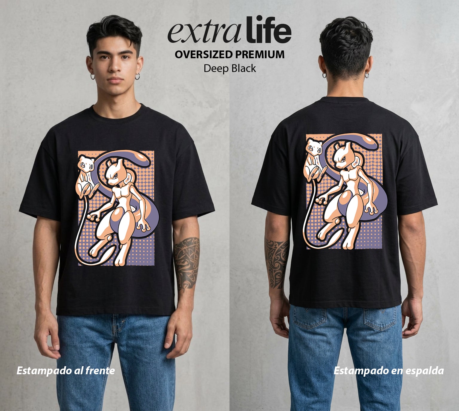 El Mundo Entrenador | El Clon del Poder Evolucion #03529 - Playera Oversized Premium | Deep Black - Foto en modelo