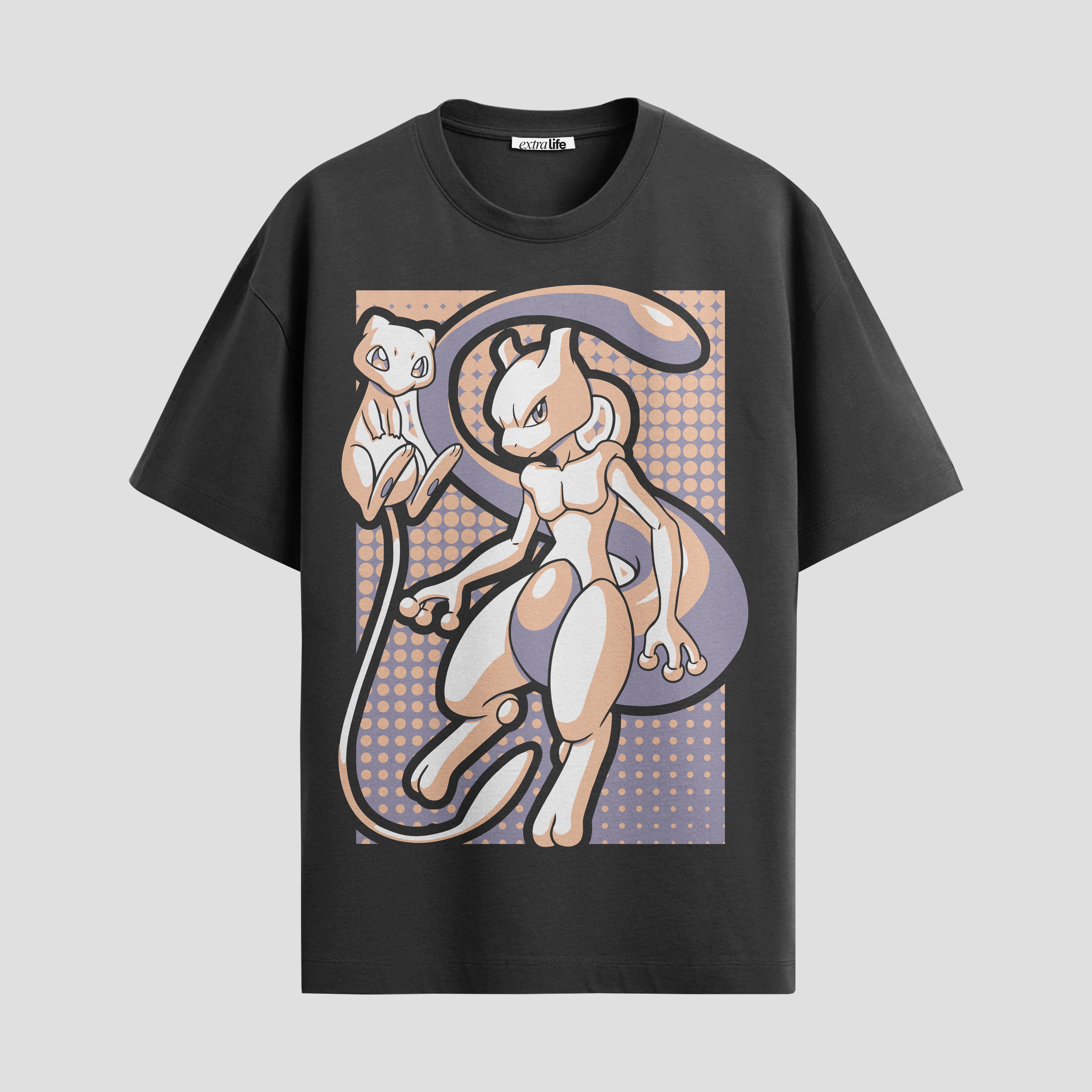 Playera urbana de anime y gaming ExtraLife MX, corte Standard Fit unisex ligero y transpirable en color Deep Black y Pure White, ropa de uso diario para gym y casual.