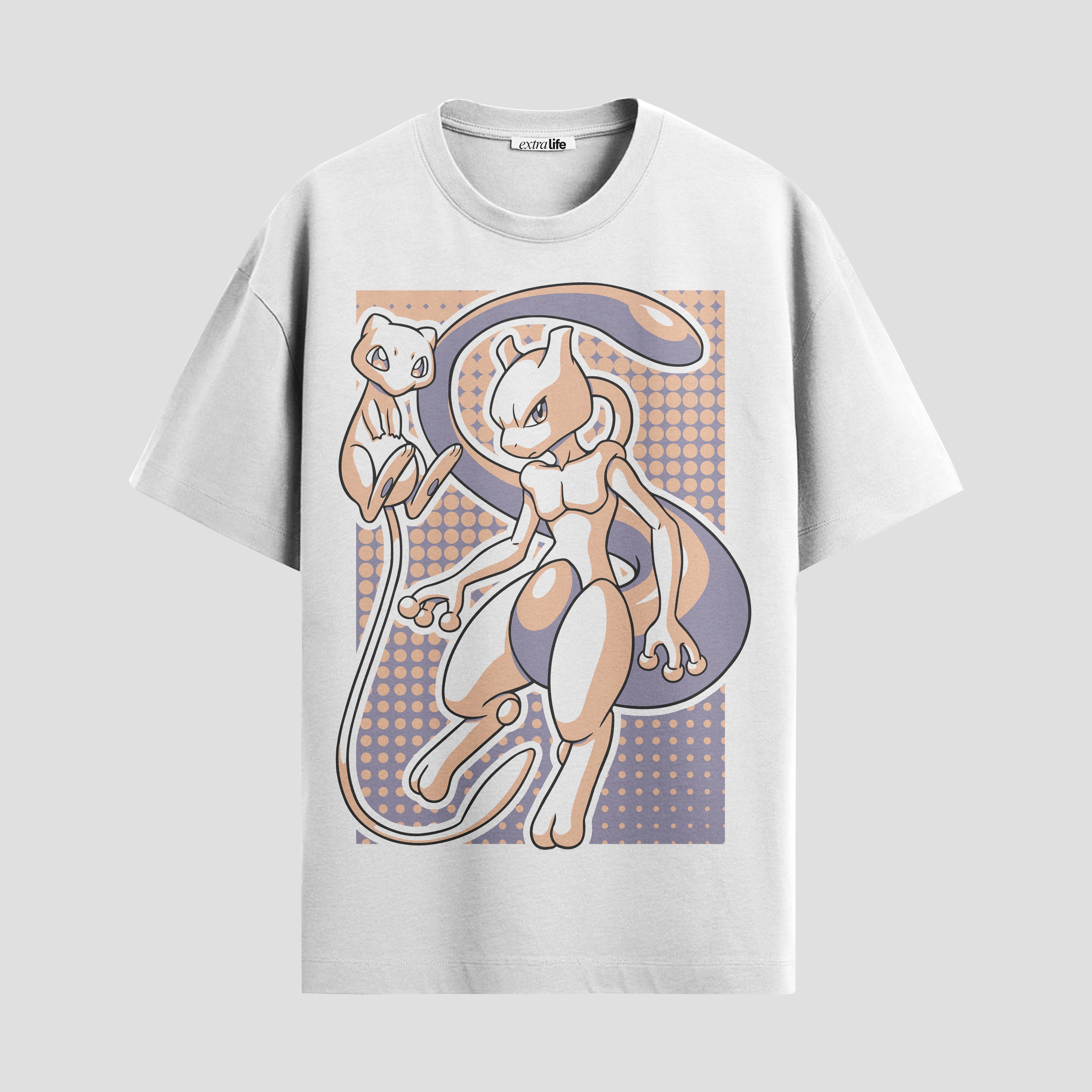 Playera urbana de anime y gaming ExtraLife MX, corte Standard Fit unisex ligero y transpirable en color Deep Black y Pure White, ropa de uso diario para gym y casual.