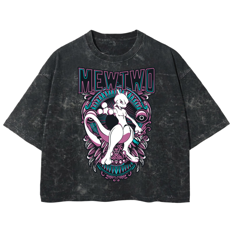 Playera streetwear premium de anime y gaming ExtraLife MX, corte boxy deluxe mineral wash heavyweight en color Acid Wash, moda urbana mexicana de culto.