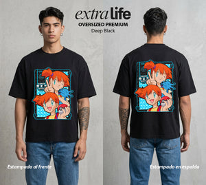 El Mundo Entrenador | La Chica del Agua #03531 - Playera Oversized Premium | Deep Black - Foto en modelo