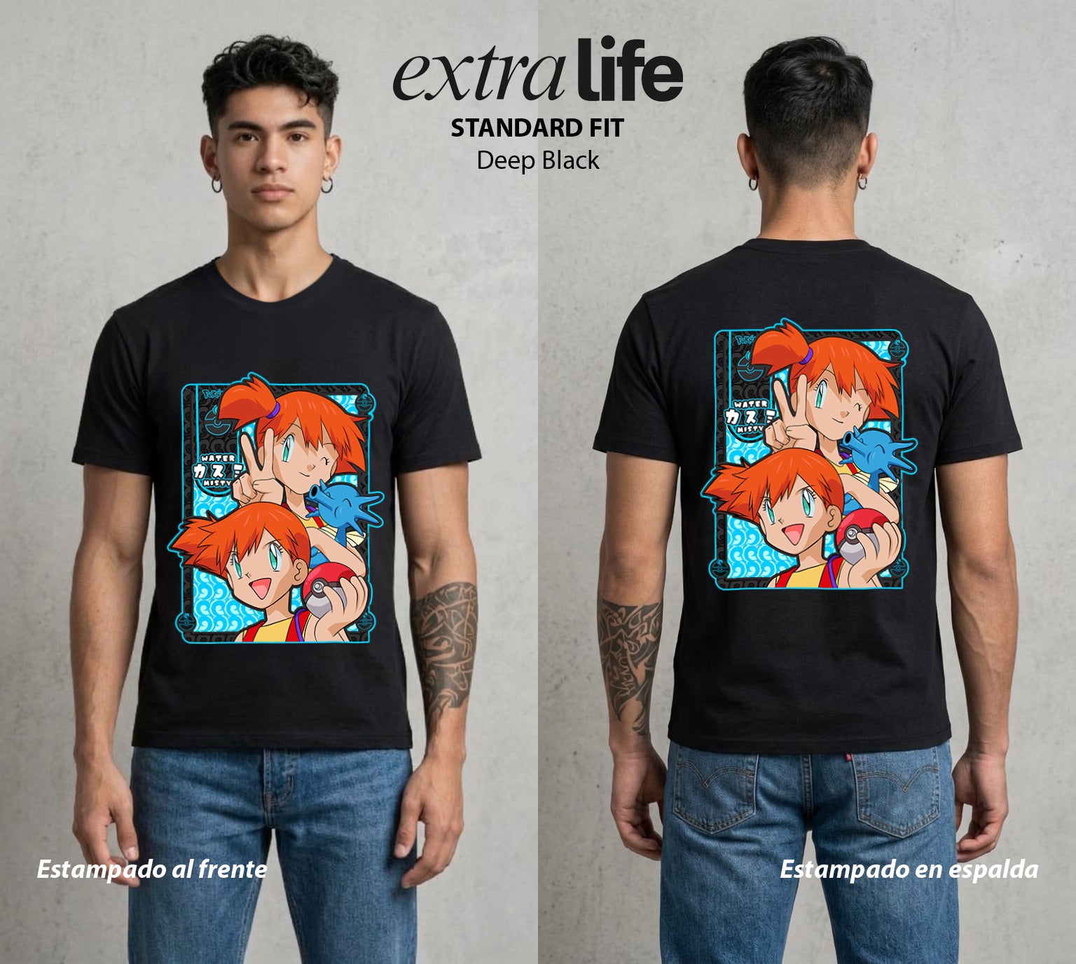El Mundo Entrenador | La Chica del Agua #03531 - Playera Standard Fit | Deep Black - Foto en modelo