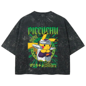 Playera streetwear premium de anime y gaming ExtraLife MX, corte boxy deluxe mineral wash heavyweight en color Acid Wash, moda urbana mexicana de culto.