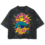 Playera streetwear premium de anime y gaming ExtraLife MX, corte boxy deluxe mineral wash heavyweight en color Acid Wash, moda urbana mexicana de culto.