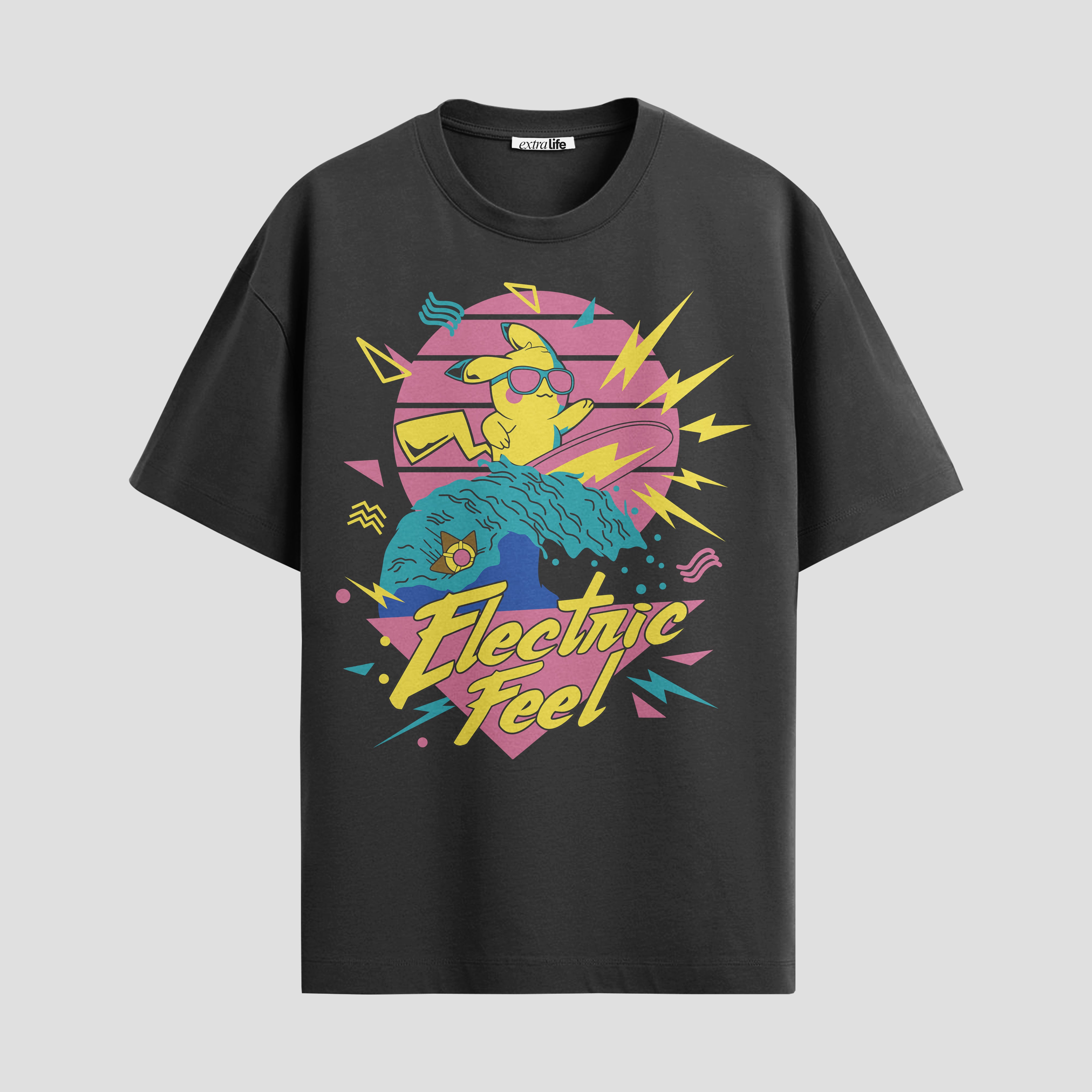 Playera urbana de anime y gaming ExtraLife MX, corte Standard Fit unisex ligero y transpirable en color Deep Black y Pure White, ropa de uso diario para gym y casual.