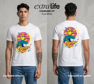 El Mundo Entrenador | El Rayo de Kanto Electrico #03536 - Playera Standard Fit | Pure White - Foto en modelo