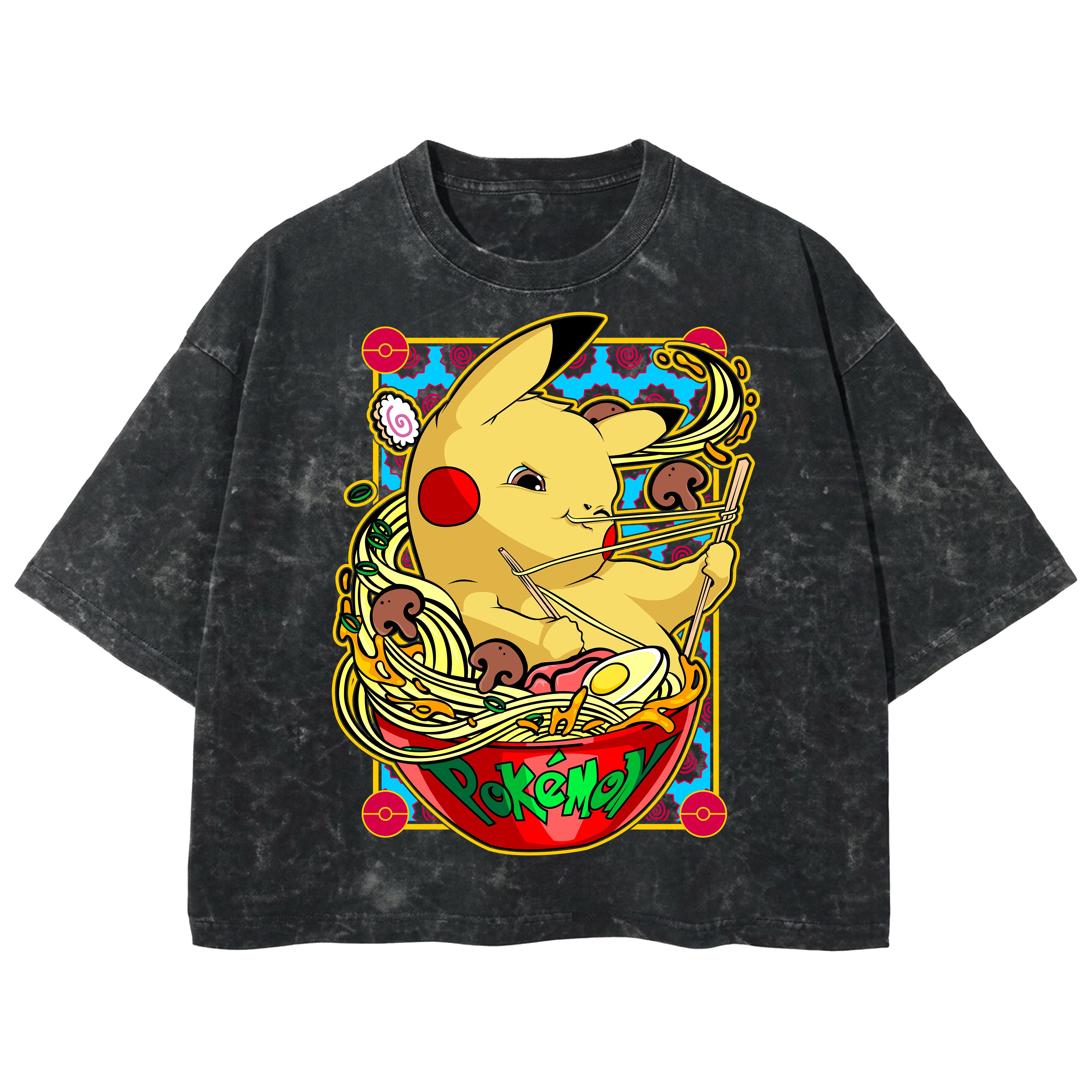 Playera streetwear premium de anime y gaming ExtraLife MX, corte boxy deluxe mineral wash heavyweight en color Acid Wash, moda urbana mexicana de culto.