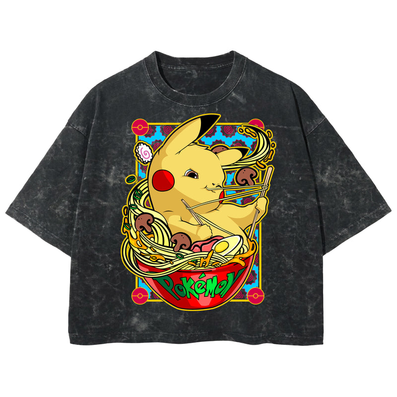 Playera streetwear premium de anime y gaming ExtraLife MX, corte boxy deluxe mineral wash heavyweight en color Acid Wash, moda urbana mexicana de culto.
