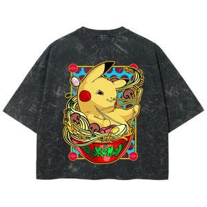 Playera streetwear premium de anime y gaming ExtraLife MX, corte boxy deluxe mineral wash heavyweight en color Acid Wash, moda urbana mexicana de culto.