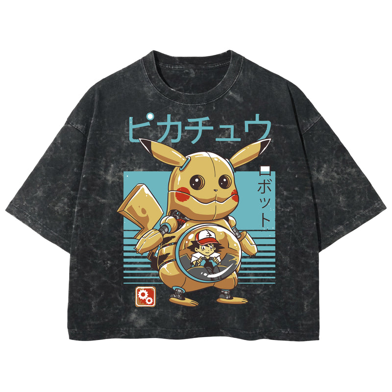 Playera streetwear premium de anime y gaming ExtraLife MX, corte boxy deluxe mineral wash heavyweight en color Acid Wash, moda urbana mexicana de culto.