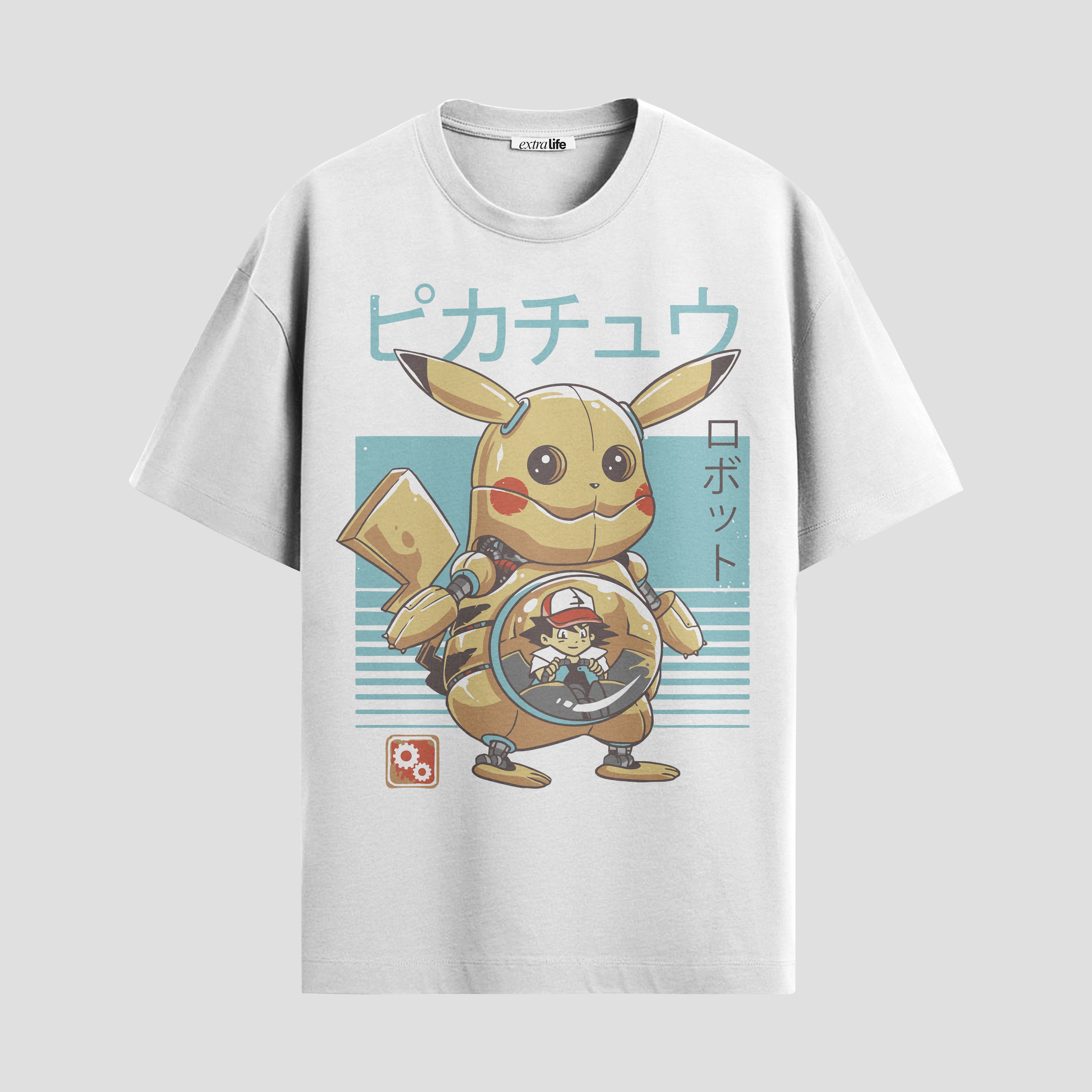 Playera urbana de anime y gaming ExtraLife MX, corte Standard Fit unisex ligero y transpirable en color Deep Black y Pure White, ropa de uso diario para gym y casual.