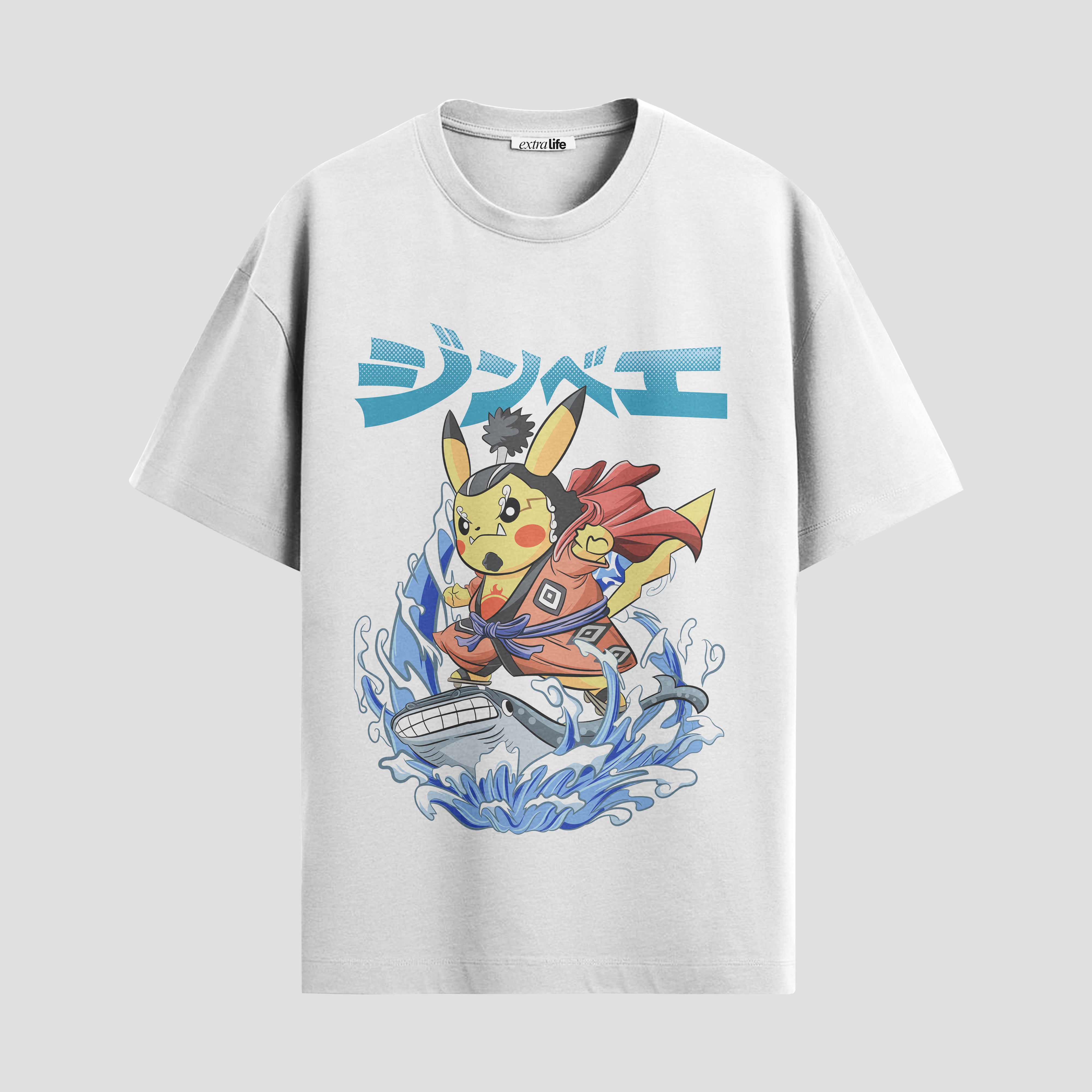 Playera urbana de anime y gaming ExtraLife MX, corte Standard Fit unisex ligero y transpirable en color Deep Black y Pure White, ropa de uso diario para gym y casual.