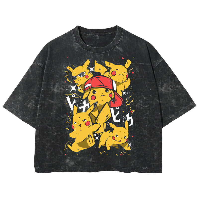 Playera streetwear premium de anime y gaming ExtraLife MX, corte boxy deluxe mineral wash heavyweight en color Acid Wash, moda urbana mexicana de culto.
