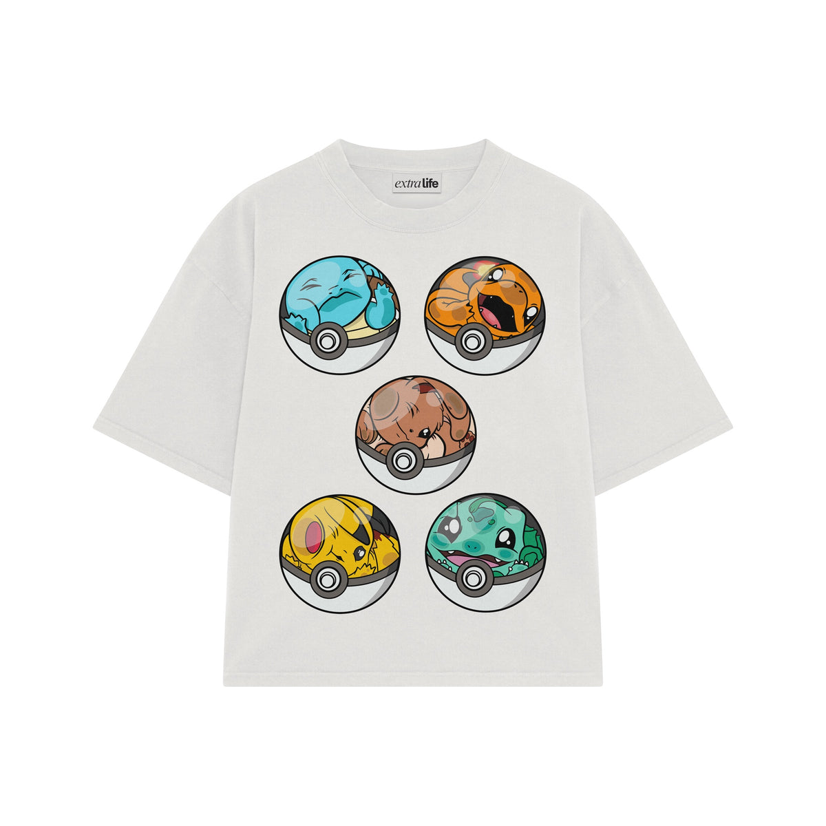 Playera streetwear premium de anime y gaming ExtraLife MX, corte oversized drop shoulder ligero y fresco en color Deep Black y Off-White, moda urbana mexicana de culto.